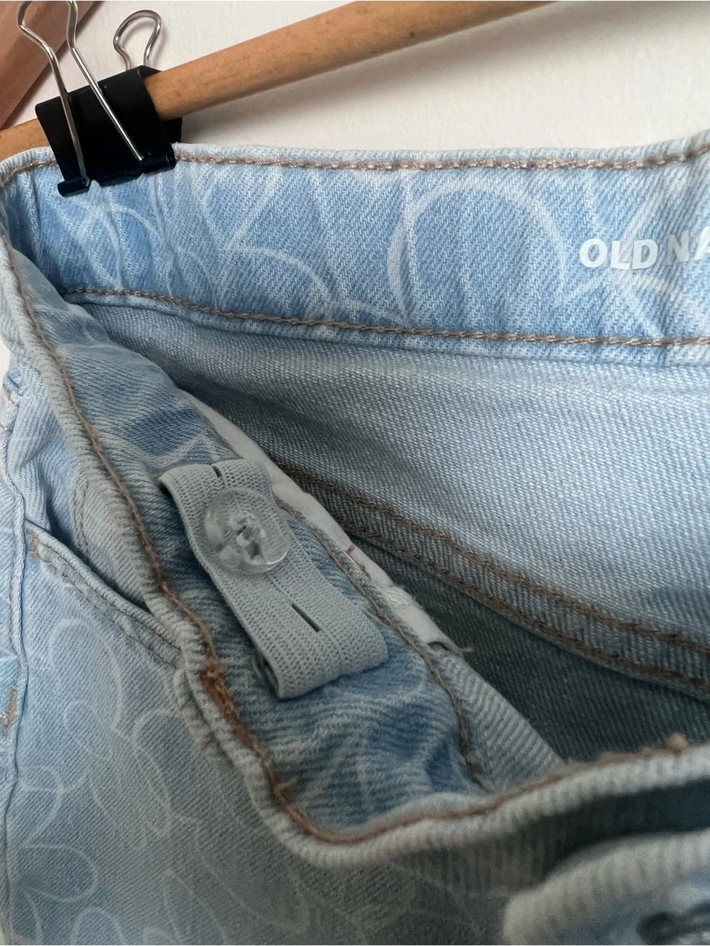 Old Navy Floral Print High Rise Flare Jeans Girls 14 Adjustable Waist Light Wash